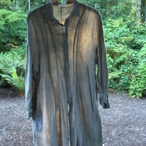 Raven & Lily Tola And Gauze Dark Grey Shirt Dress